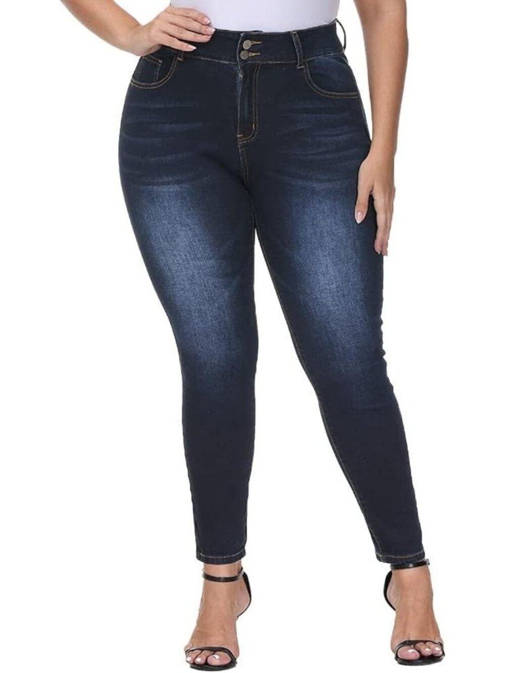 Plus Size High Waisted Skinny Jeans for Women - Stretchy Ankle Fit Denim